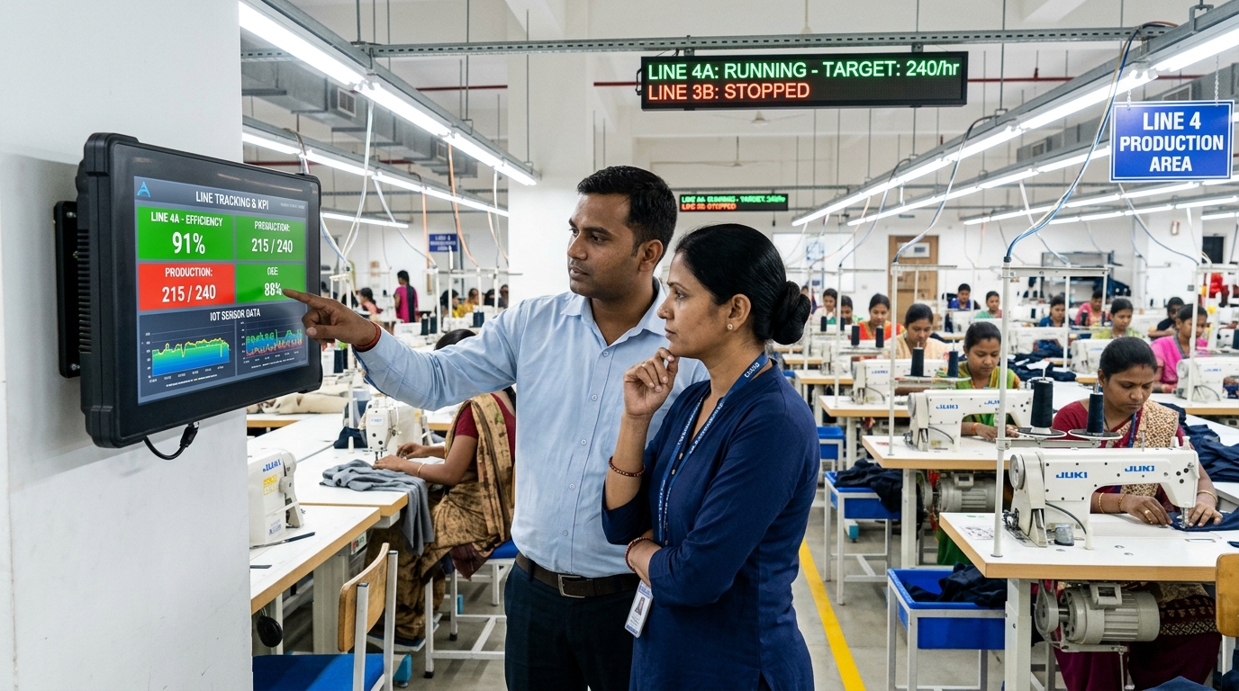 Digital and smart factory consulting with real-time IoT monitoring in garment manufacturing